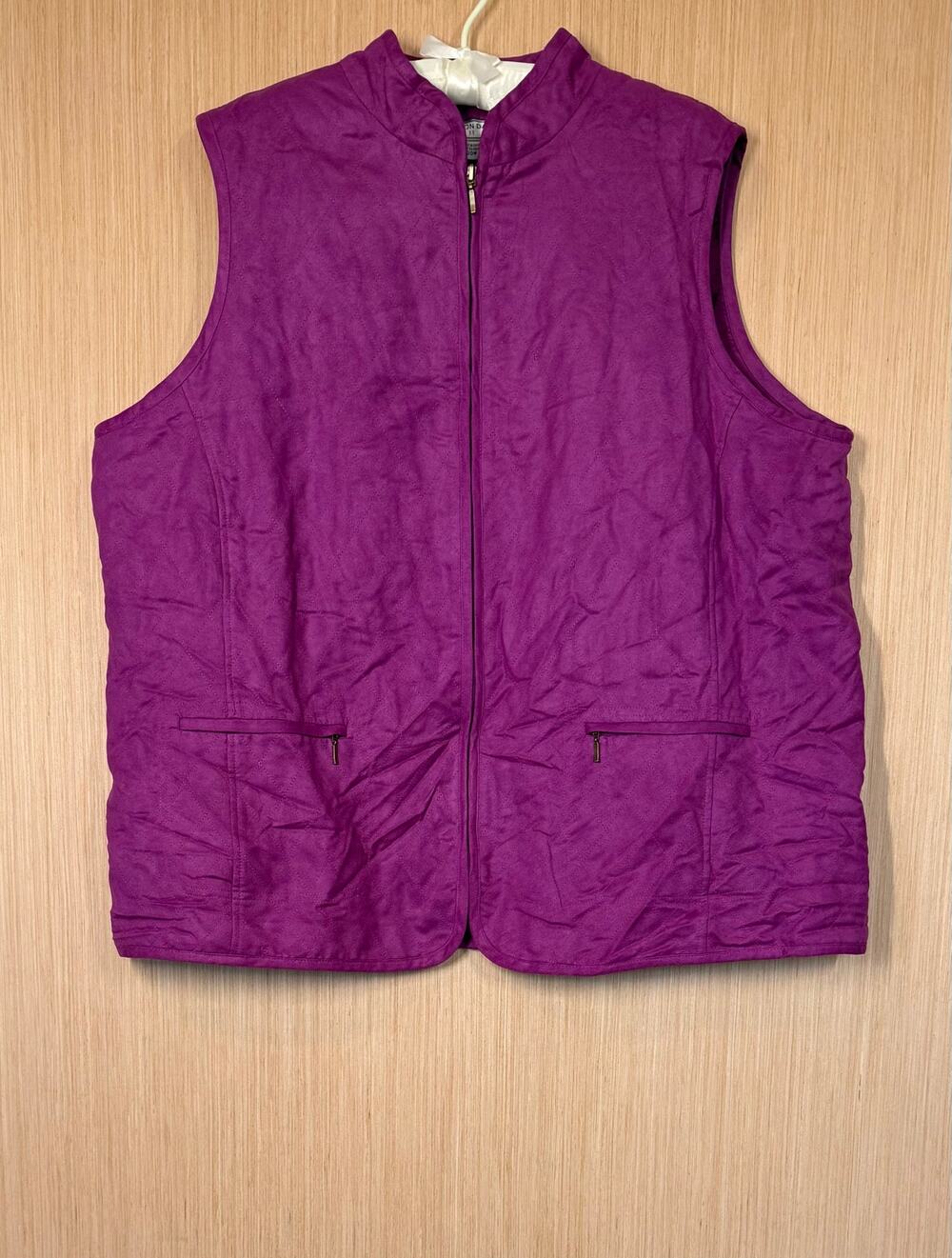 Allison Daley Quilted Full Zip Vest Womens Size 20W Plum Purple Zip Pockets